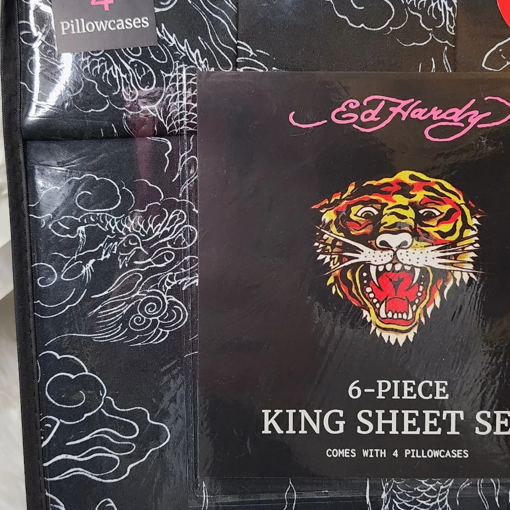 Ed hardy King 6piece sheet set new